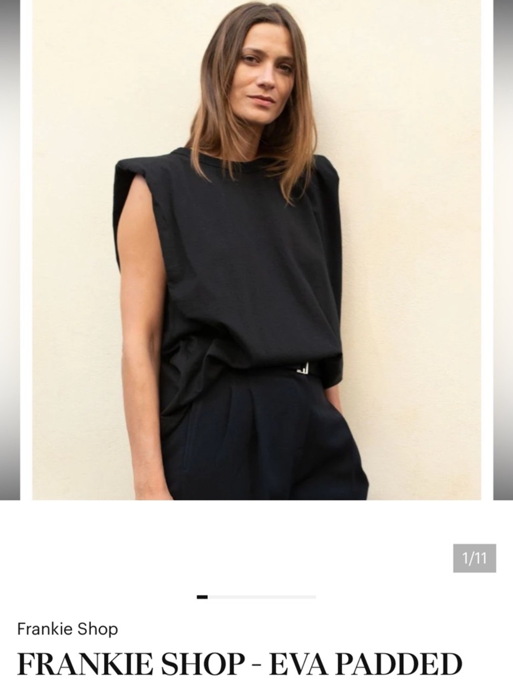 Frankie Shop Black Padded-Shoulder Sleeveless Tank